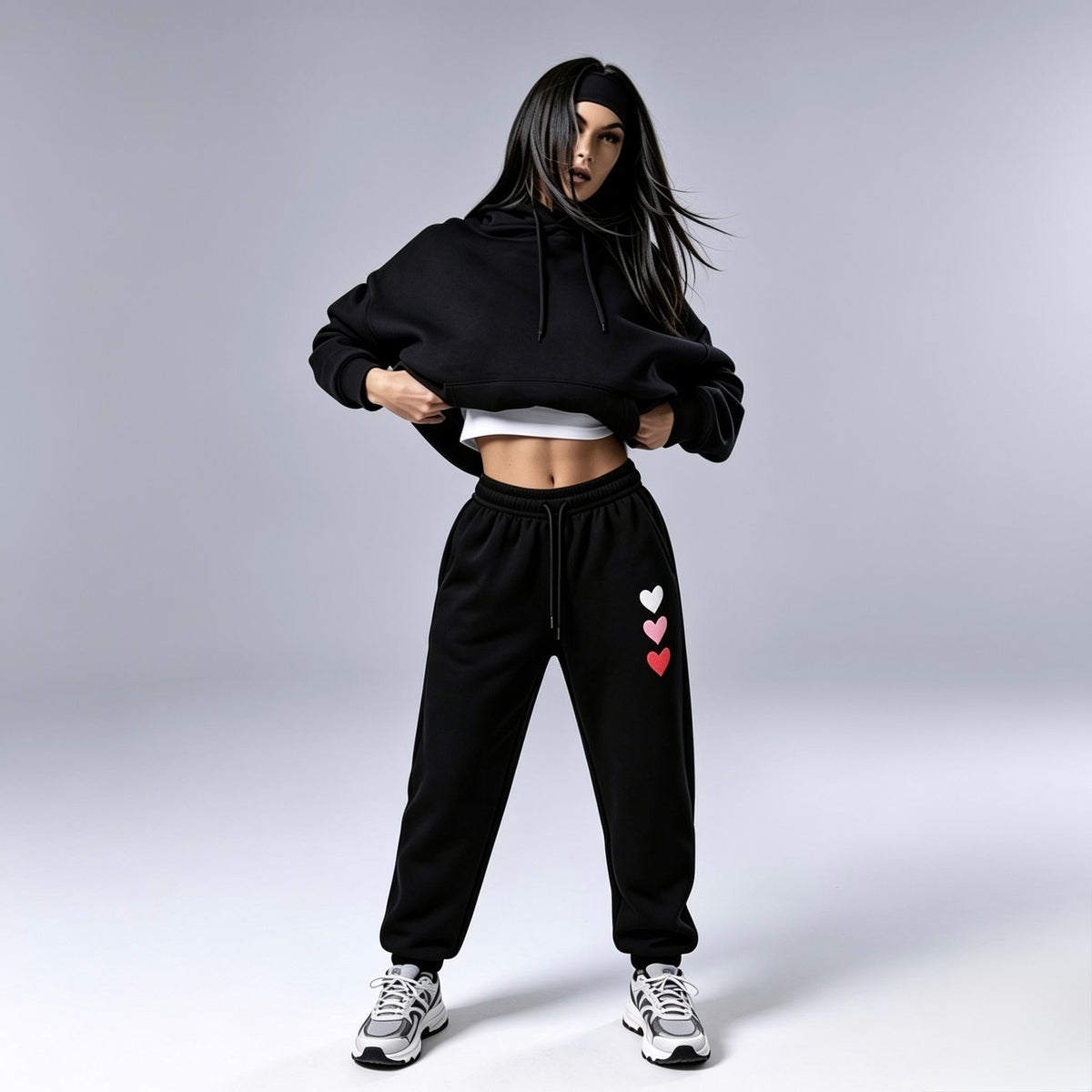 Heart Detail Cuffed Leg Trousers