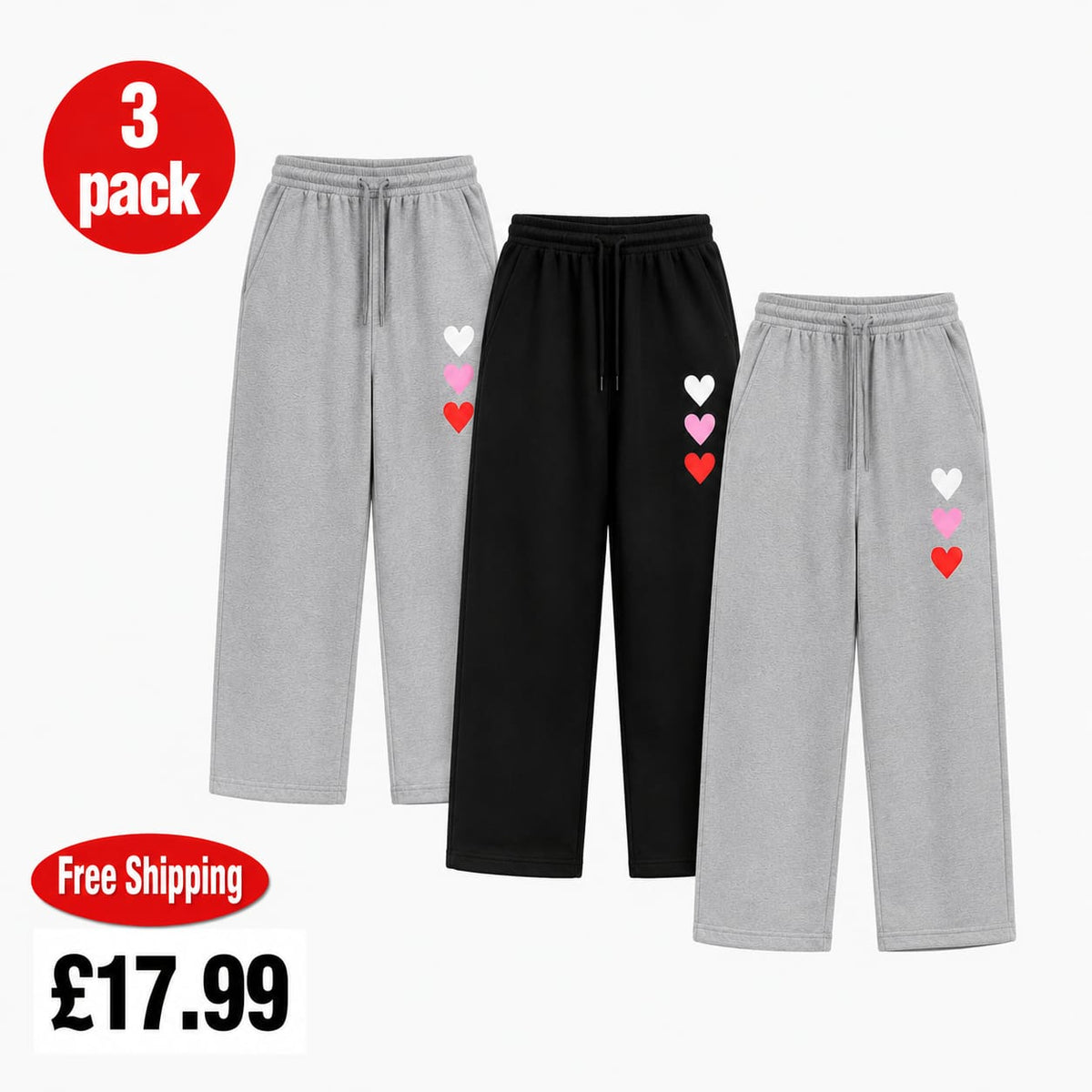 Heart Detail Wide Leg Trousers